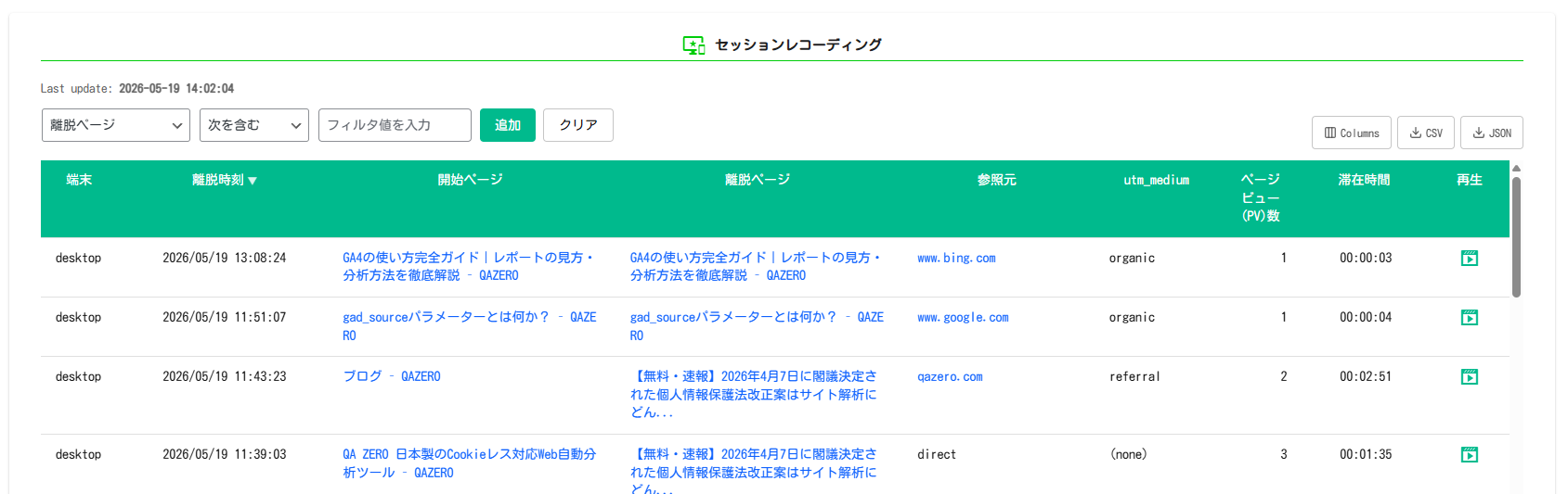 セッション一覧